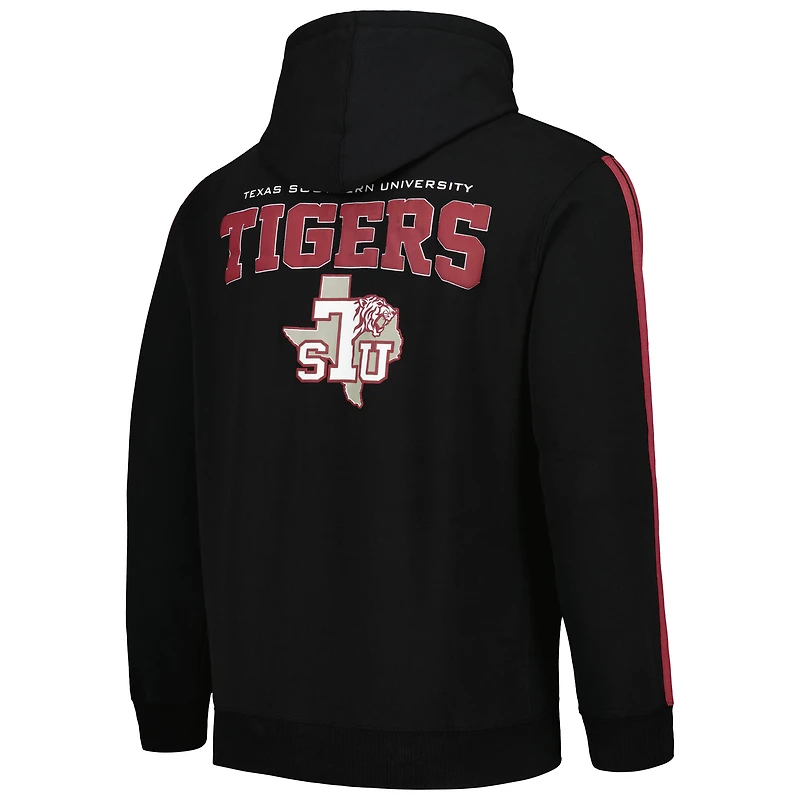 Sweat à capuche rayures surdimensionnées FISLL noir Texas Southern Tigers pour hommes