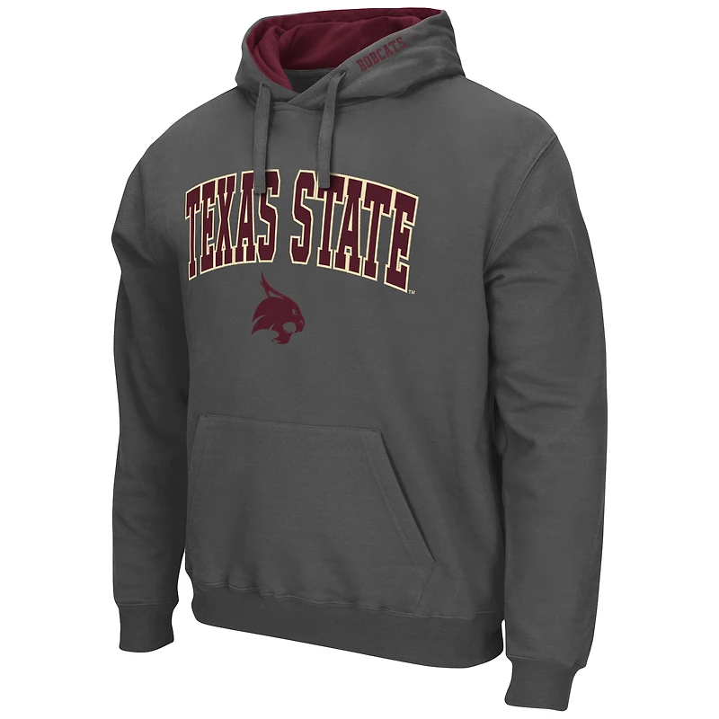 Chandail à capuchon Colosseum Charcoal Texas State Bobcats Arch et Logo pour hommes