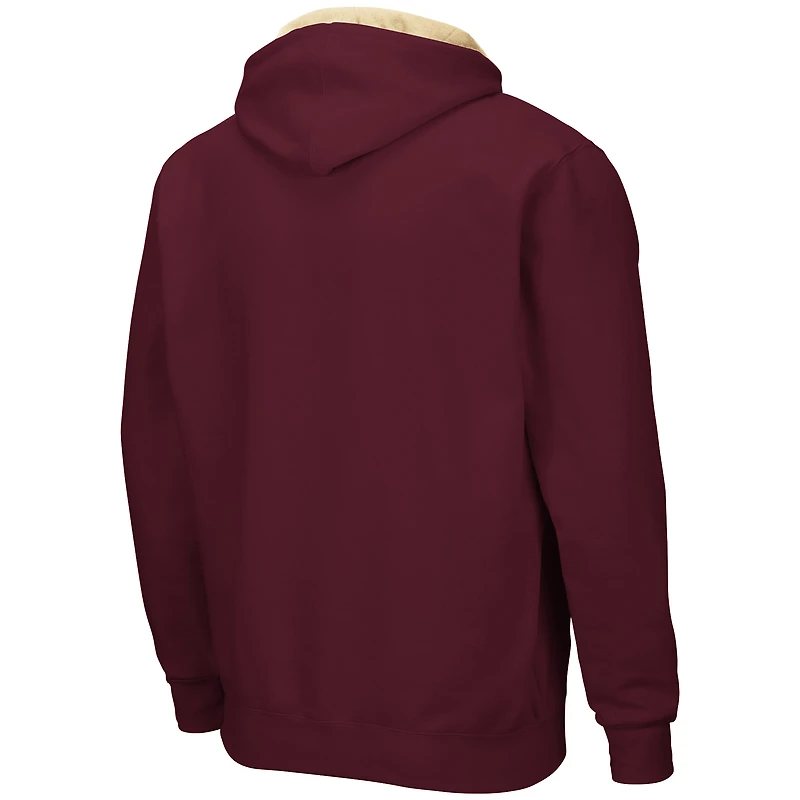 Men's Colosseum Maroon Texas State Bobcats Arch & Logo 3.0 Full-Zip Hoodie