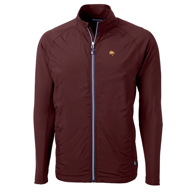 Men's Cutter & Buck Maroon Texas State Bobcats Adapt Eco Knit Hybrid Recycled Full-Zip Jacket