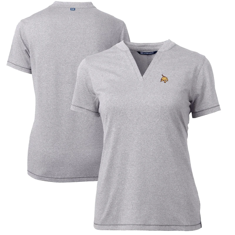 Women's Cutter & Buck Heather Gray Texas State Bobcats Forge Blade V-Neck Top