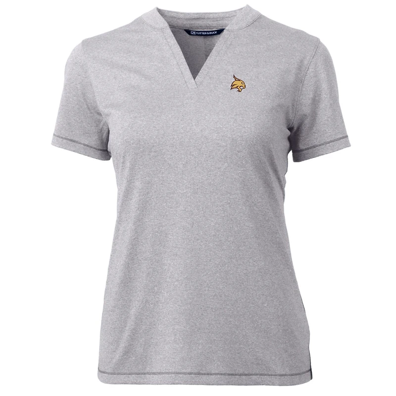 Women's Cutter & Buck Heather Gray Texas State Bobcats Forge Blade V-Neck Top
