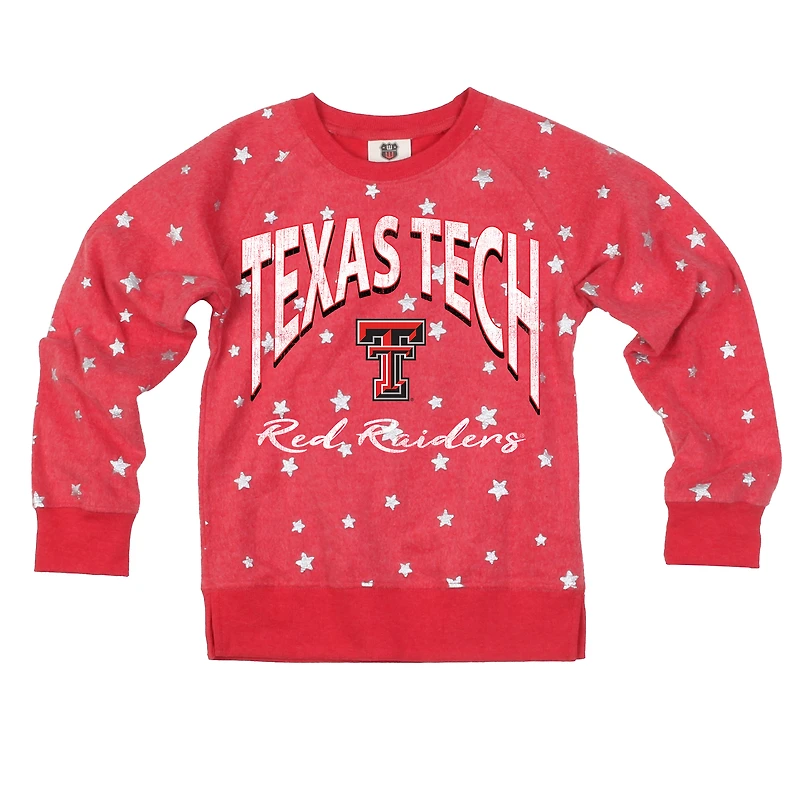 Sweat-shirt à capuche rouge Wes & Willy Red des Texas Tech Raiders avec étoiles scintillantes inversées