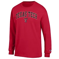 Men's Champion  Red Texas Tech Raiders Arch Over Logo Long Sleeve T-Shirt