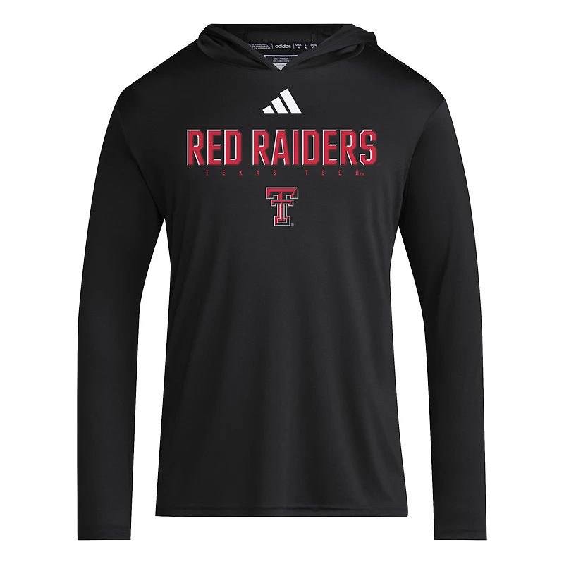 T-shirt à capuche et manches longues adidas Texas Tech Red Raiders 2025 AEROREADY Sideline Training pour homme