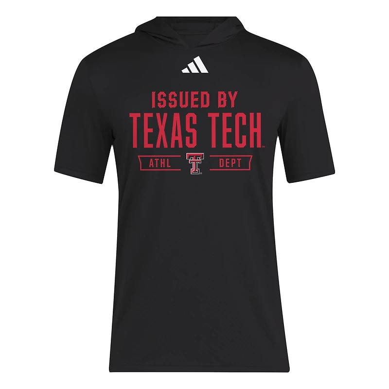 T-shirt d'entraînement à capuche adidas noir Texas Tech Red Raiders 2025 AREOREADY pour homme