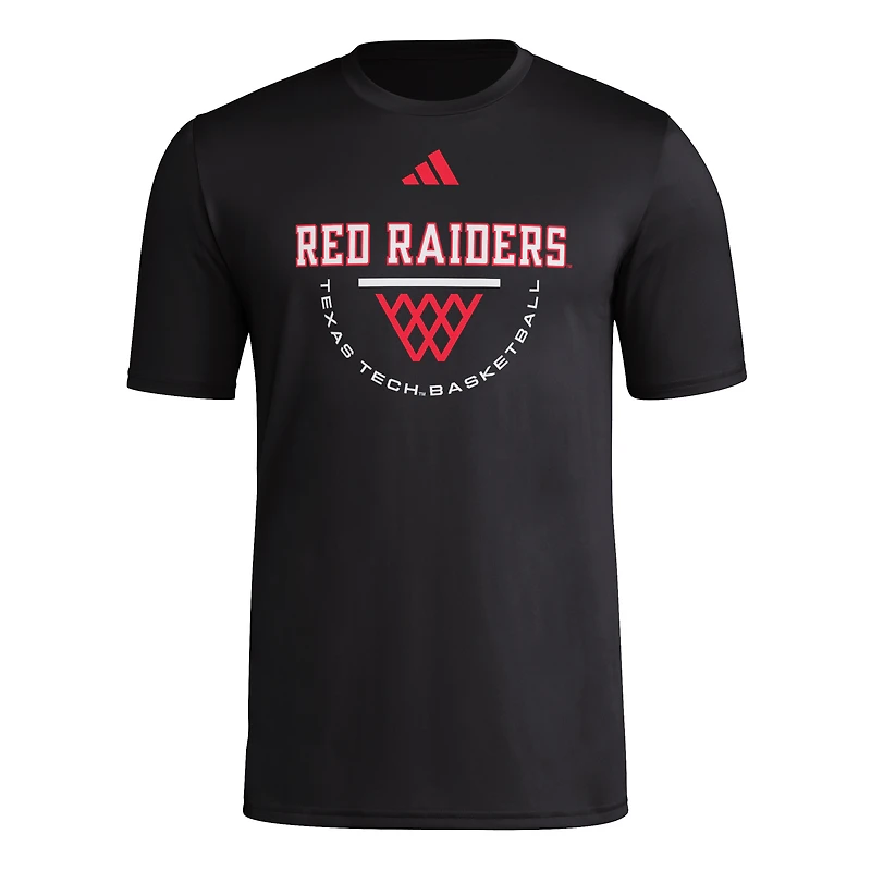 Men's adidas Black Texas Tech Red Raiders Basketball Practice Net Arch Pregame T-Shirt