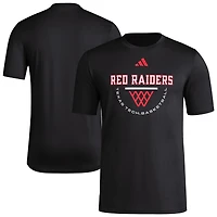 T-shirt d'avant-match de basketball adidas noir Texas Tech Red Raiders pour homme