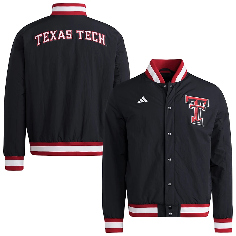Veste d'entraîneur adidas Texas Tech Red Raiders noire pour homme