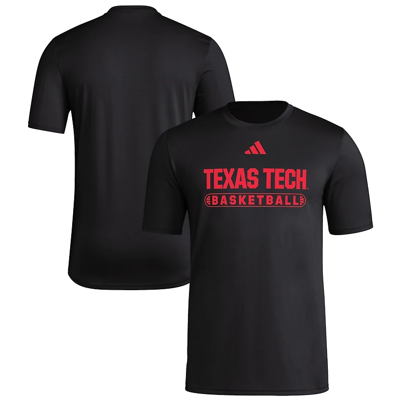 Men's adidas Black Texas Tech Red Raiders Locker On-Court Basketball Pre-Game T-Shirt
