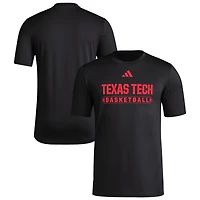 Men's adidas  Black Texas Tech Red Raiders Locker On-Court Basketball Pre-Game T-Shirt