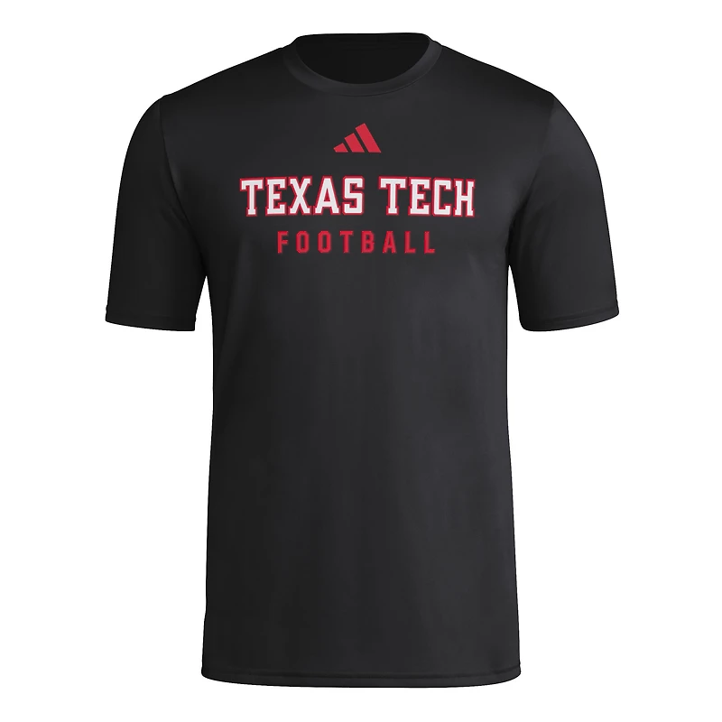 Men's adidas  Black Texas Tech Red Raiders Locker Practice Football Pre-Game T-Shirt