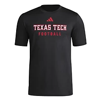 Men's adidas  Black Texas Tech Red Raiders Locker Practice Football Pre-Game T-Shirt
