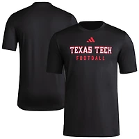 T-shirt d'entraînement de football américain adidas noir Texas Tech Red Raiders pour homme