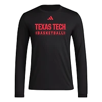 Men's adidas Black Texas Tech Red Raiders On-Court Pregame Long Sleeve T-Shirt