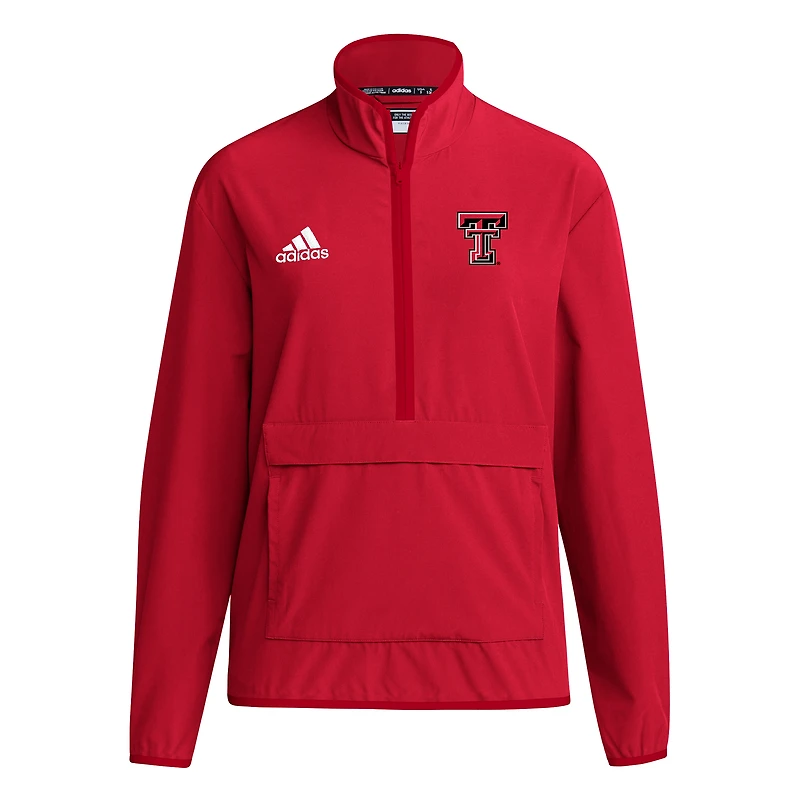 Men's adidas Red Texas Tech Raiders 2024 Coaches Sideline Long Sleeve Quarter-Zip Top