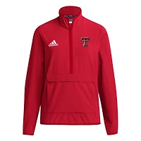 Men's adidas Red Texas Tech Raiders 2024 Coaches Sideline Long Sleeve Quarter-Zip Top