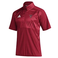 Men's adidas Red Texas Tech Raiders 2024 Sideline Raglan AEROREADY Short Sleeve Half-Zip Jacket