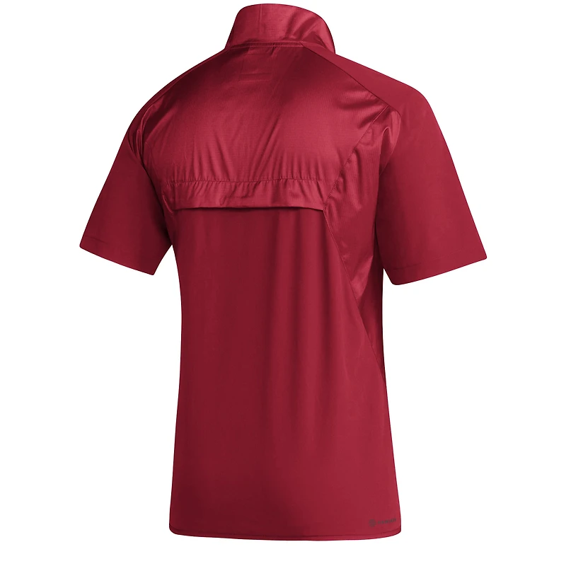 Men's adidas Red Texas Tech Raiders 2024 Sideline Raglan AEROREADY Short Sleeve Half-Zip Jacket