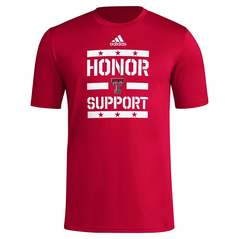 T-shirt adidas Red Texas Tech Raiders Honor & Support pour homme