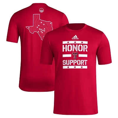 T-shirt adidas Red Texas Tech Raiders Honor & Support pour homme