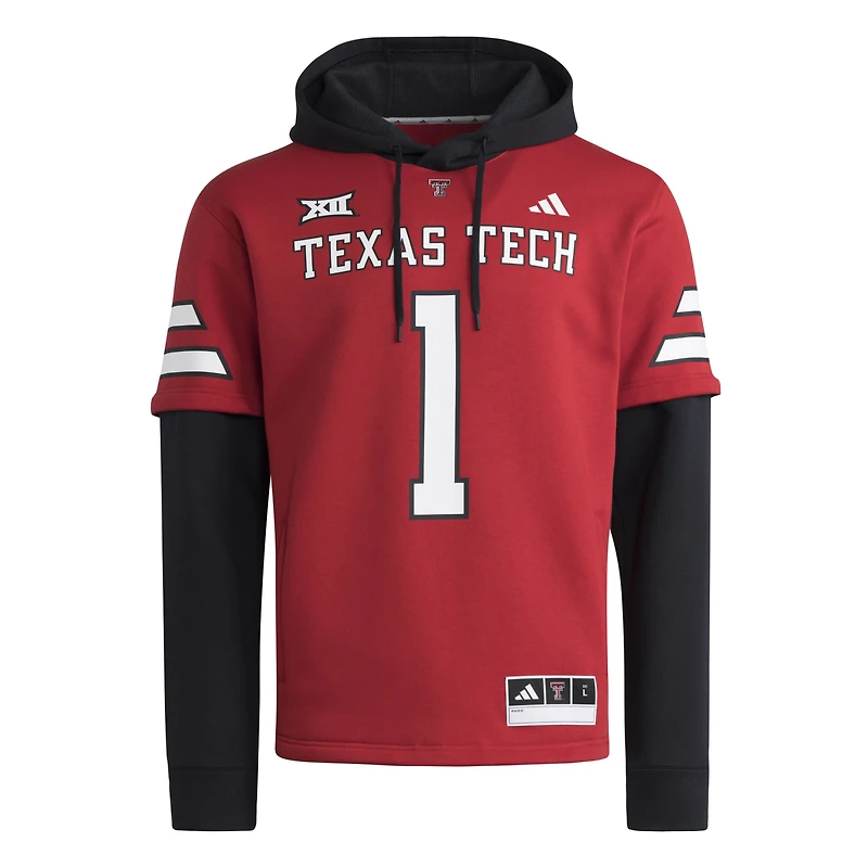 Men's adidas  Red Texas Tech Raiders Jersey Pullover Hoodie