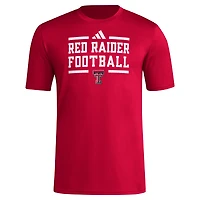 T-shirt d'avant-match de football adidas Texas Tech Red Raiders Locker pour hommes, rouge, AEROREADY