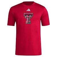 T-shirt d'avant-match AEROREADY adidas Texas Tech Red Raiders Primary Locker pour hommes