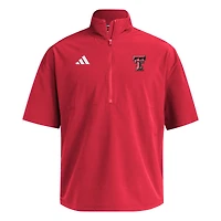 Men's adidas  Red Texas Tech Raiders Woven Quarter-Zip Short Sleeve Pullover