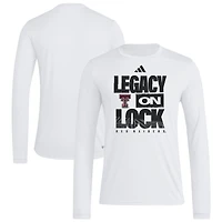T-shirt à manches longues adidas blanc Texas Tech Red Raiders Legacy On Lock pour homme