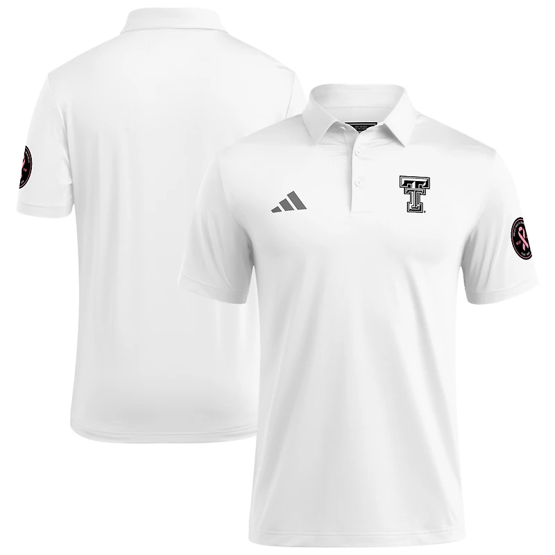 Men's adidas White Texas Tech Red Raiders Wear Pink Breast Cancer Awareness Polo