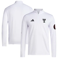 Men's adidas White Texas Tech Red Raiders Wear Pink Quarter-Zip Pullover