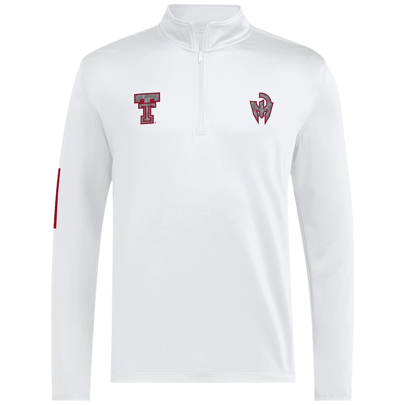 Veste de golf demi-zippée Adidas x Mahomes pour homme, blanche, Texas Tech, rouge, Raiders Strategy