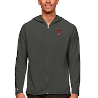 Men's Antigua Charcoal Texas Tech Red Raiders Legacy Full-Zip Hoodie