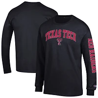 T-shirt à manches longues Champion Red Texas Tech Raiders pour homme avec logo Arch Over 2-Hit
