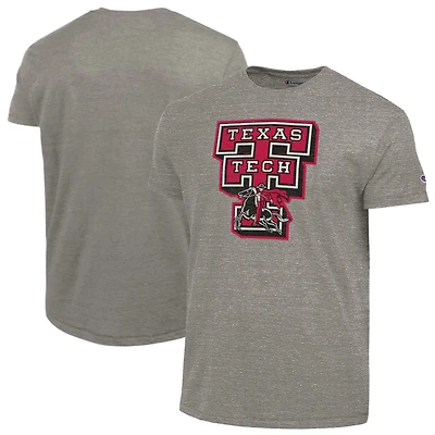 T-shirt Champion pour homme, couleur anthracite, Texas Tech Red Raiders, style vintage Triumph Tri-Blend