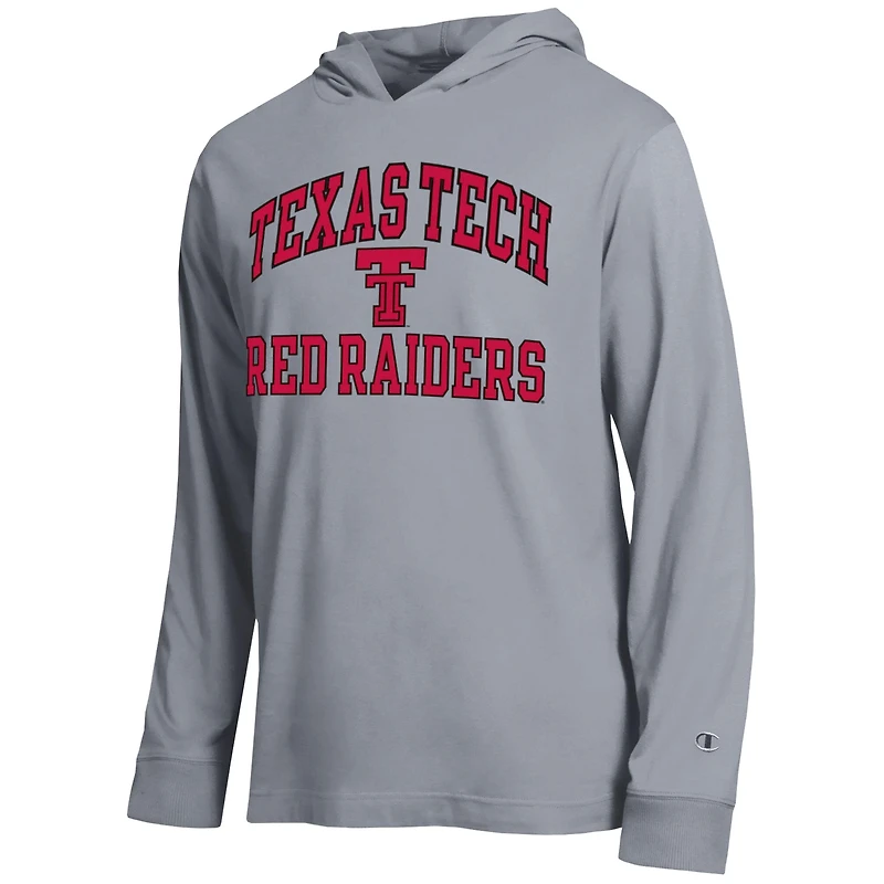 T-shirt à capuche manches longues Champion pour homme, gris chiné, Texas Tech Red Raiders, High Motor All-Star