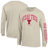 Men's Champion  Heather Oatmeal Texas Tech Red Raiders Neutral Arch Long-Sleeve T-Shirt