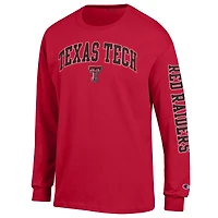 Men's Champion  Red Texas Tech Raiders Arch Over Logo 2-Hit Long Sleeve T-Shirt