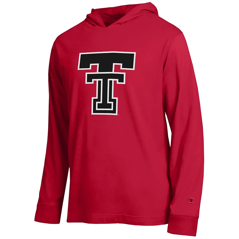 Men's Champion  Red Texas Tech Raiders Tonal All-Star Long Sleeve Hooded T-Shirt