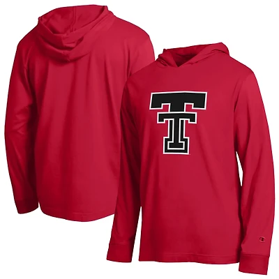Men's Champion  Red Texas Tech Raiders Tonal All-Star Long Sleeve Hooded T-Shirt