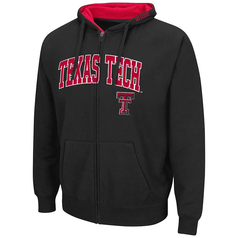 Men's Colosseum Black Texas Tech Red Raiders Arch & Logo 3.0 Full-Zip Hoodie