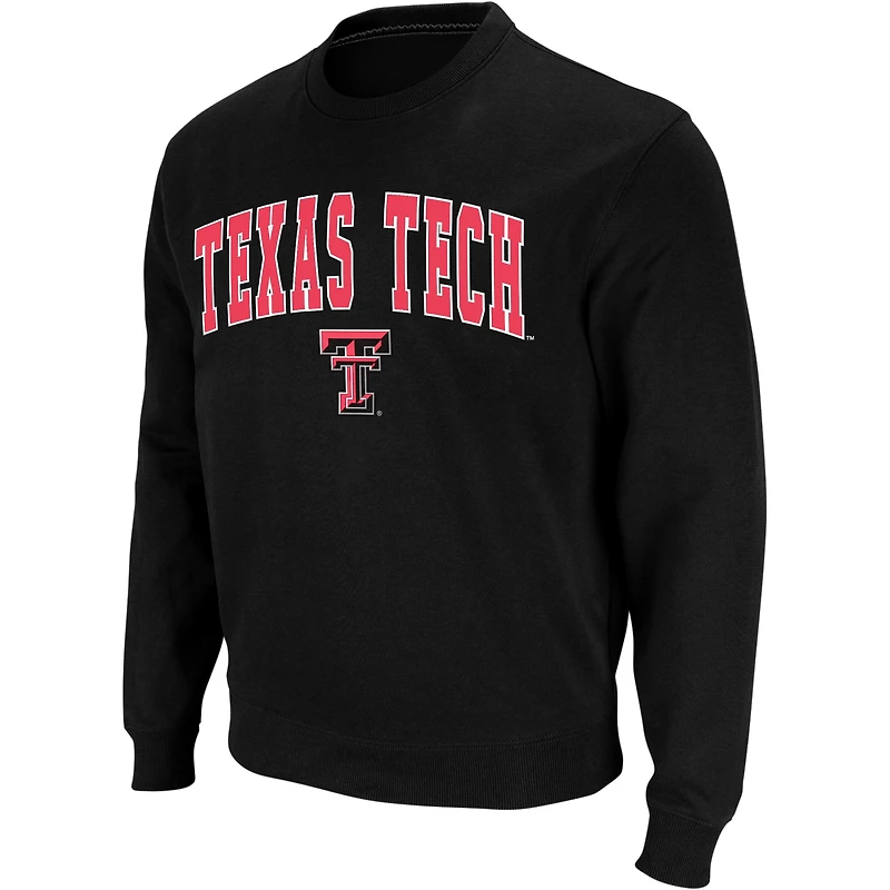 Sweat-shirt à col rond Colosseum noir pour homme, avec logo et arche rouge des Texas Tech Raiders