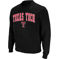 Sweat-shirt à col rond Colosseum noir pour homme, avec logo et arche rouge des Texas Tech Raiders