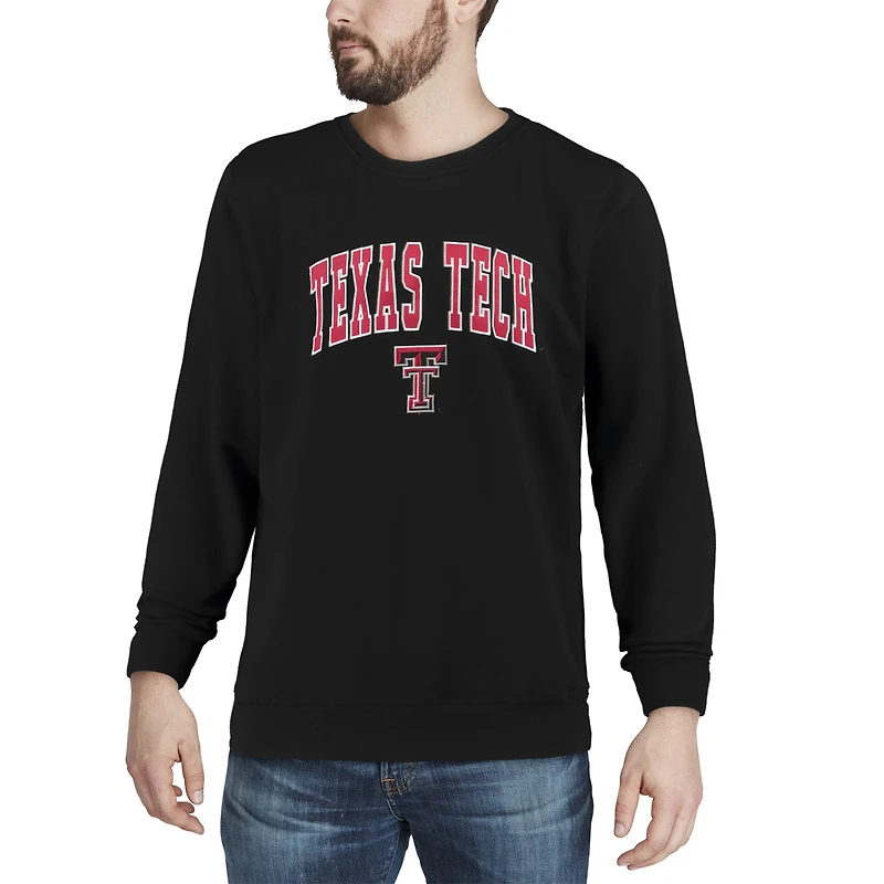 Men's Colosseum Black Texas Tech Red Raiders Arch & Logo Crew Neck Sweatshirt