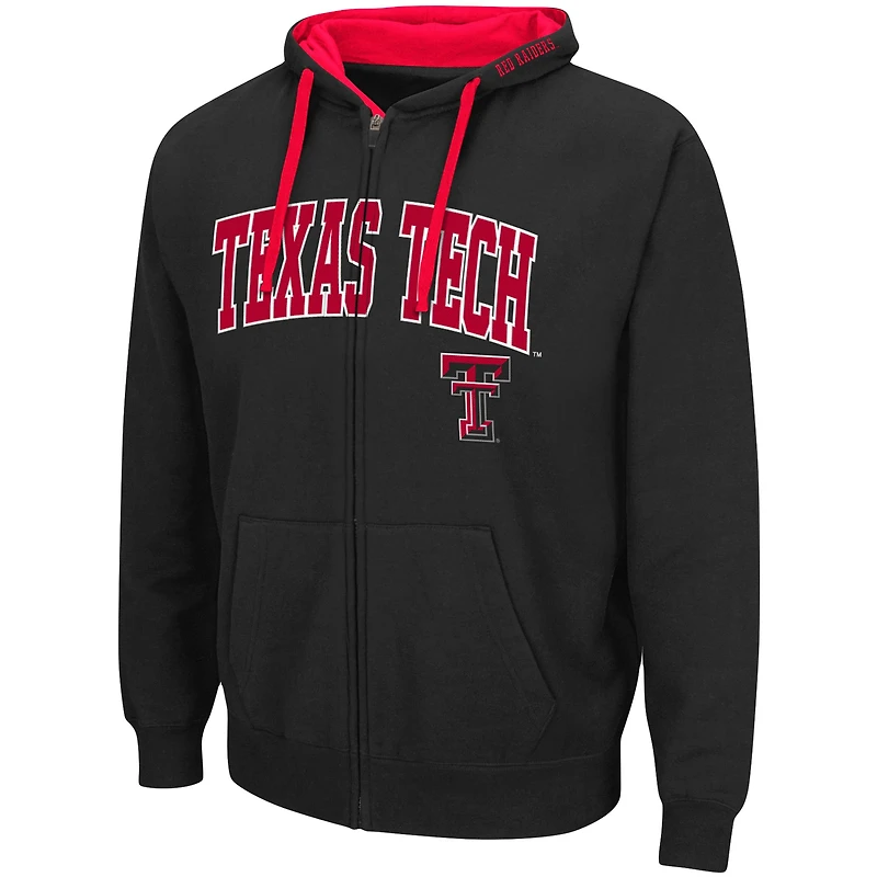 Men's Colosseum Black Texas Tech Red Raiders Big & Tall Full-Zip Hoodie