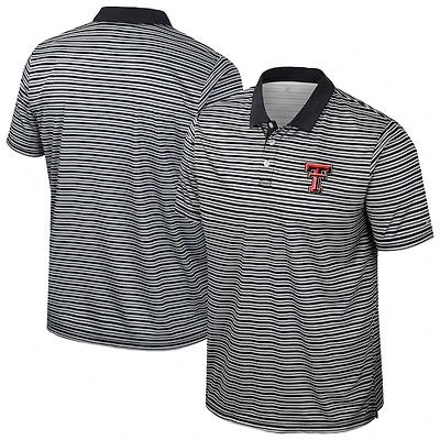 Men's Colosseum Black Texas Tech Red Raiders Striped Polo