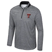 Men's Colosseum Black Texas Tech Red Raiders Striped Quarter-Zip Top