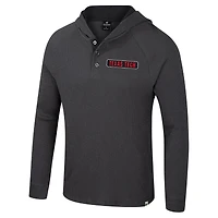 T-shirt à capuche manches longues Henley Dujour Ralgan pour homme, anthracite, Texas Tech Red Raiders