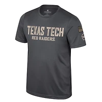 T-shirt d'appréciation militaire Colosseum Charcoal Texas Tech Red Raiders OHT pour hommes